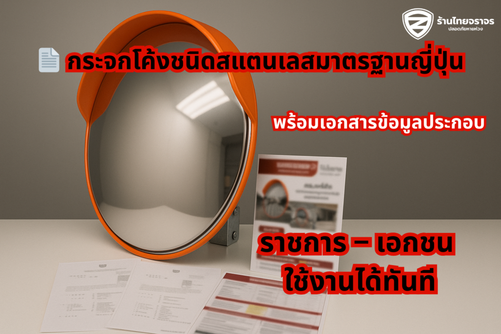 📄 กระจกโค้งชนิดสแตนเลสมาตรฐานญี่ปุ่นพร้อมเอกสารข้อมูลประกอบ ราชการ – เอกชน ใช้งานได้ทันที